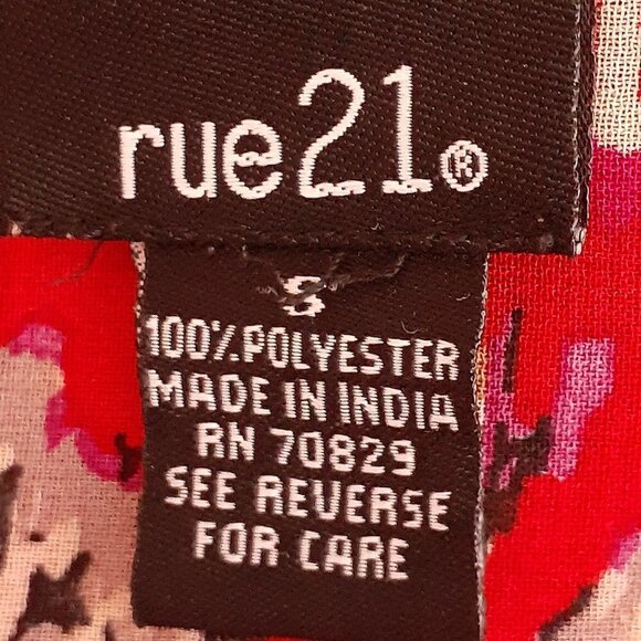 RUE 21 Long Red Sheer Chiffon Open Tunic; Short Dolman Sleeves; Fringe; Size S - Picture 4 of 5